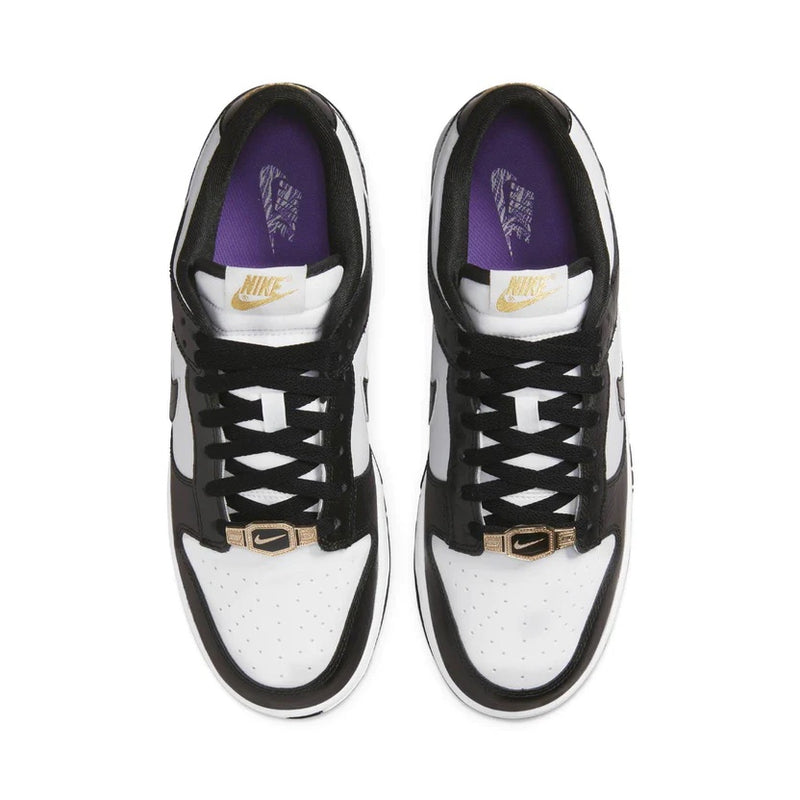 nike dunk low world champs black white top view