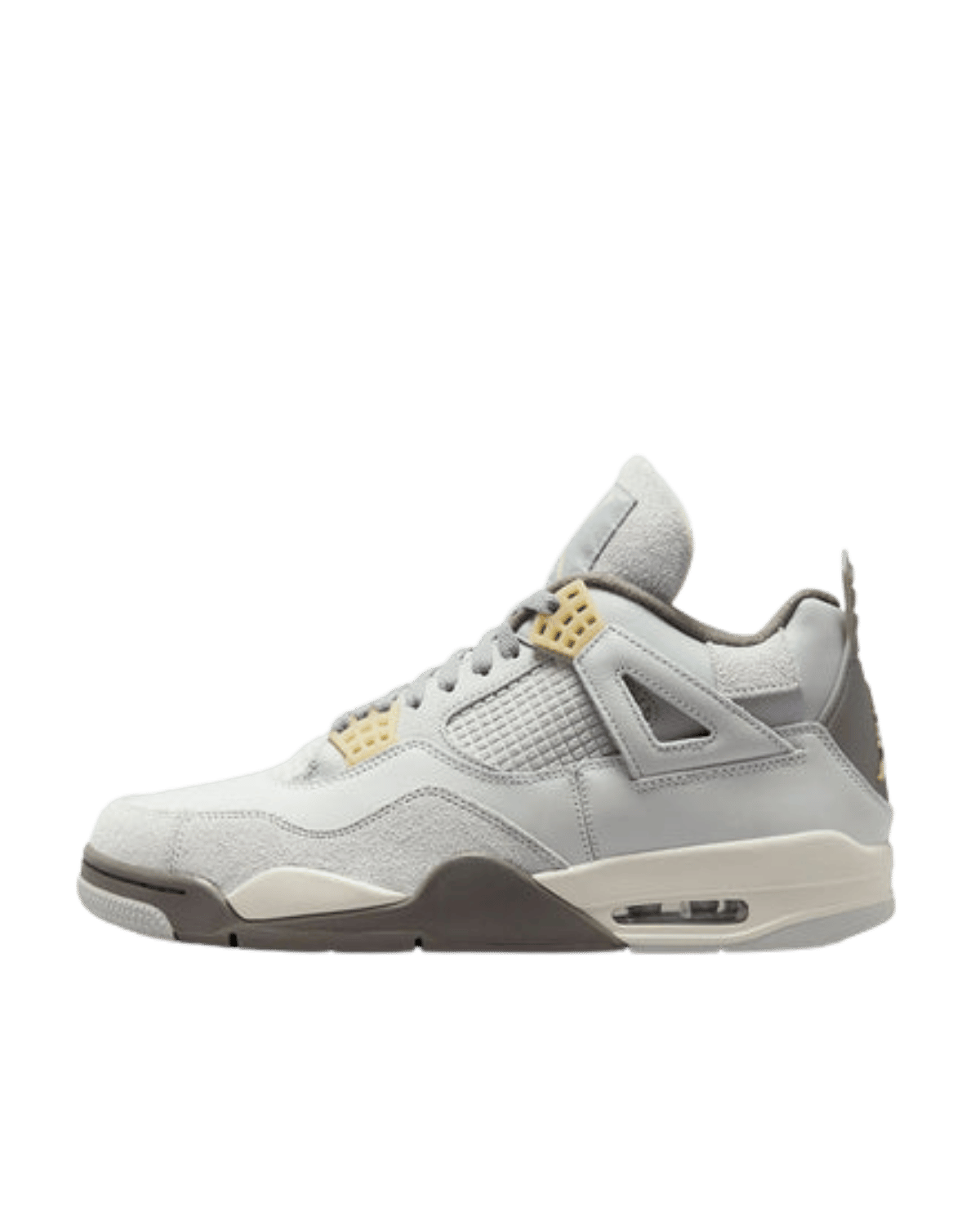 AIR JORDAN 4 RETRO 'CRAFT PHOTON DUST' GREY SIDE VIEW
