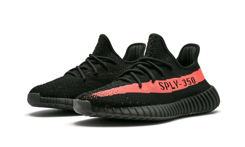 adidas yeezy boost 350 core black red front view