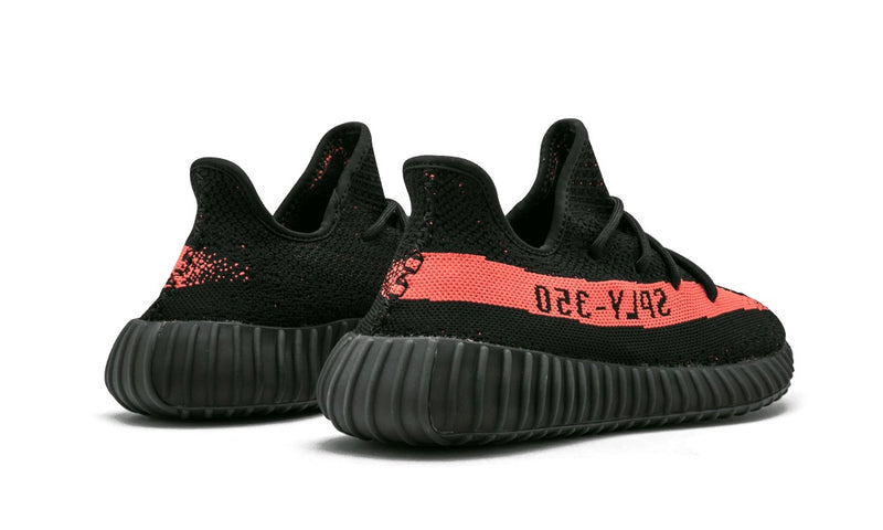 adidas yeezy boost 350 core black red back view